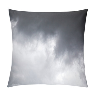 Personality  Stunningly Blue Sky With Lots Of  Black Thunderclouds Of Different  Black And Gray On A Bright Sunny Day. Great Texture Of Clouds. Start Of Rain Pillow Covers