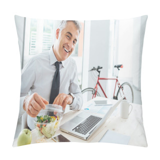 Personality  Businessman Opening His Salad Pack Pillow Covers