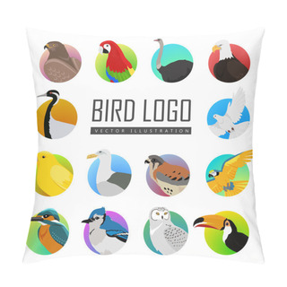 Personality  Set Of Bird Logo Vector Illustration Pillow Covers