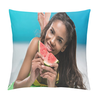 Personality  African American Girl Eating Watermelon Pillow Covers