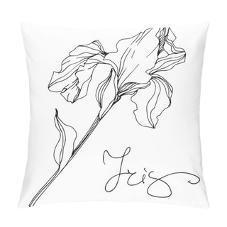 Personality  Vector Monochrome Isolated Iris Flower Illustration On White Background Pillow Covers