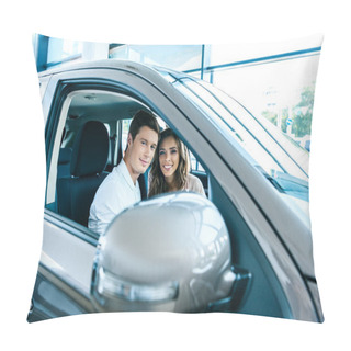Personality  Couple Sitting In Car In Showroom  Pillow Covers