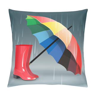 Personality  Rubber Boots And Umbrella Pillow Covers