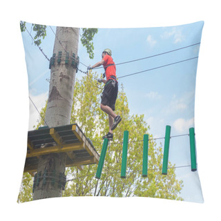 Personality  Man In Adventure Park On  Tree Top  Pillow Covers