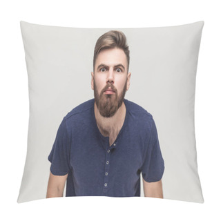 Personality  Man Looking At Camera With Shocked Face Pillow Covers