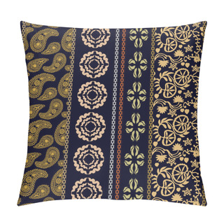 Personality  Art Deco Set. Floral Embroidery Borders. Damask Bohemian Motifs. Pillow Covers