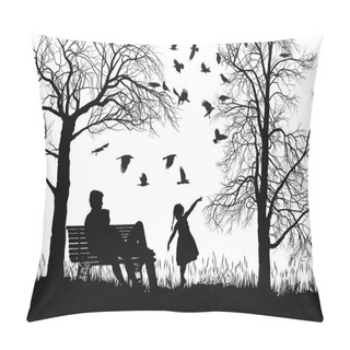 Personality  Young Family In Autumn Park Pillow Covers