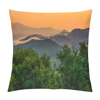 Personality  Fog Over The Appalachian Mountains At Sunset, Seen From The Blue Pillow Covers