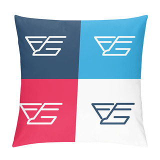 Personality  Bird In Flight Variant Blue And Red Four Color Minimal Icon Set Pillow Covers