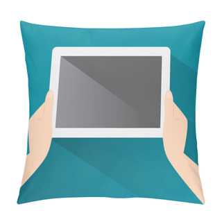 Personality  Hands Holing Tablet Computer With A Blank Screen Pillow Covers
