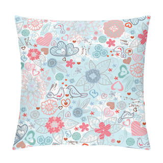 Personality  Valentines-day Pattern With Hearts And Flowers Pillow Covers