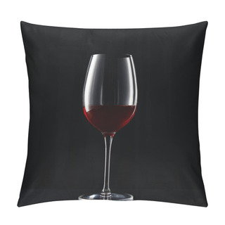 Personality  Glass Of Red Wine On Dark Surface Isolated On Black Pillow Covers
