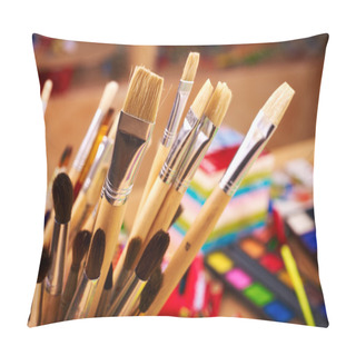 Personality  Close Up Of Art Supplies. Pillow Covers
