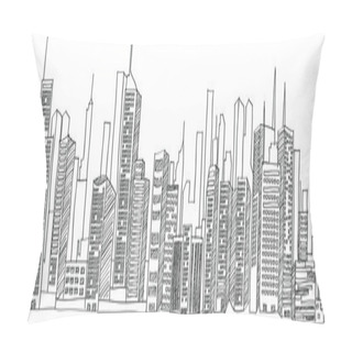 Personality  Cityscape Vector Illustration Line Sketched Up, EPS 10. Pillow Covers