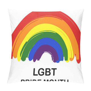 Personality  Illustration Of Colorful Rainbow Near Lgbt Pride Month Lettering On White Pillow Covers