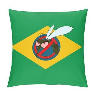Personality  Brazilian Flag And A Warning About Mosquitoes Pillow Covers