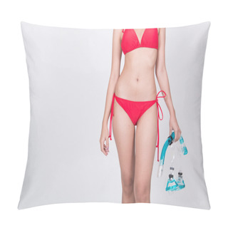Personality  Sexy Asian Girl In Red Bikini With Snorkle Pillow Covers