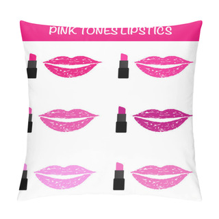 Personality  Pink Tones Lipsticks, Lipstick On Lips, Lipsticks Vector Pillow Covers