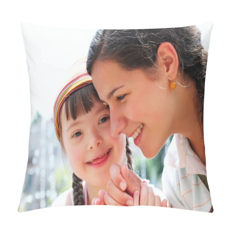 Personality  Happy Family Moments - Mother And Child Have A Fun. Pillow Covers