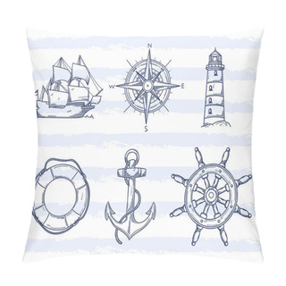 Personality  Variety Of Nautical Elements Set Pillow Covers