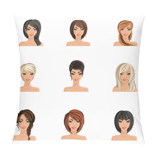 Personality  Girl Hair Style Set Pillow Covers