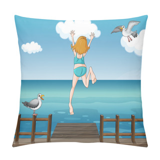 Personality  A Jumping Girl In A Water Pillow Covers