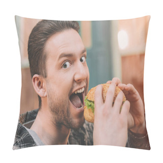 Personality  Man Eating Hamburger  Pillow Covers