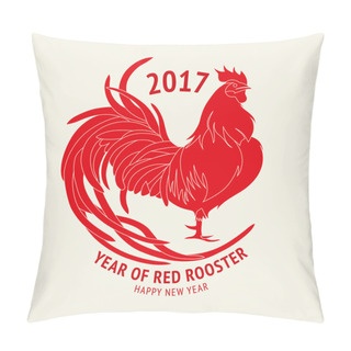 Personality  Red Rooster. Happy Chinese New Year 2017. Vector Pillow Covers