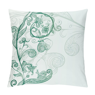Personality  Vector Hand Drawn Abstract Flowers, Snail, Butterfly Pillow Covers