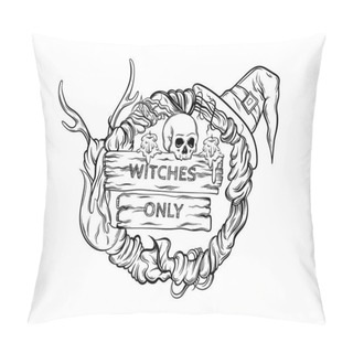 Personality  Vector Illustration Of Witching Wreath Pillow Covers