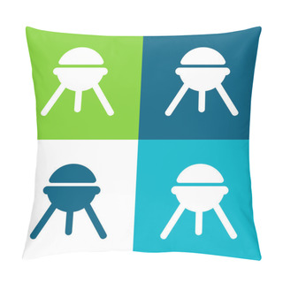 Personality  Barbecue Flat Four Color Minimal Icon Set Pillow Covers