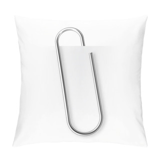 Personality  Realistic Tilted Metal Paper Clip. Page Holder, Binder. Vector Illustration. Pillow Covers