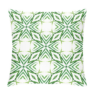 Personality  Trendy Organic Green Border. Green Astonishing Boho Chic Summer Design. Textile Ready Mesmeric Print, Swimwear Fabric, Wallpaper, Wrapping. Organic Tile. Pillow Covers