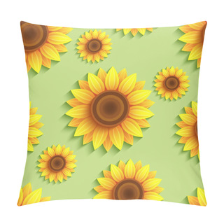 Personality  Nature Seamless Pattern With 3d Sunflowers Pillow Covers