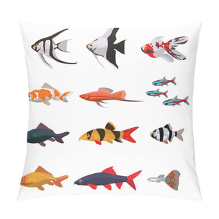 Personality  Collection Of Freshwater Fishes Pillow Covers