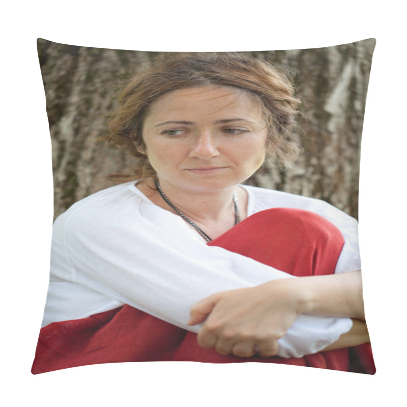 Personality  Young Woman In White Blouse Pillow Covers