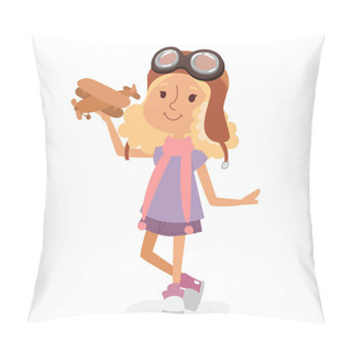 Personality  Small Cartoon Vector Kids Playing Pilot Aviation, Dreams Pillow Covers