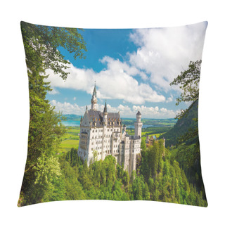 Personality  Neuschwanstein, Landscape Panorama. Picture Of The Fairy Tale Castle Near Munich Pillow Covers