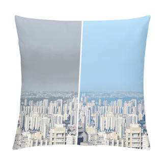 Personality  Comparison Of A Polluted City And A Clean City Pillow Covers