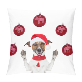 Personality  Christmas Dog With Santa Hat And Balls Pillow Covers