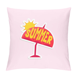 Personality  Beach Umbrella Bright Color Summer Inspired Sticker With Text Pillow Covers