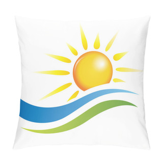 Personality  Illustration Of Sunset View With Island And Sea Beach Pillow Covers