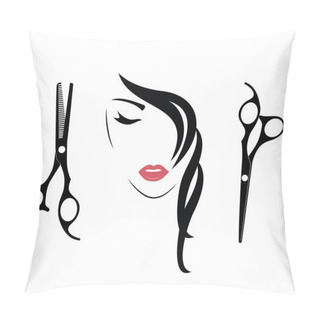 Personality   Long Haired Woman And Scissors Pillow Covers