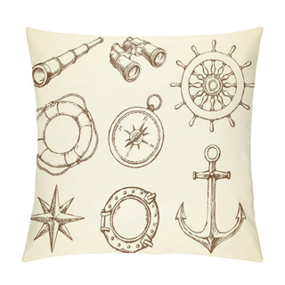 Personality  Marine Symbols. Vector Drawing Pillow Covers