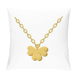 Personality  Pendant Of Golden Clover. Gold Chain And Pendant Symbol Of St. P Pillow Covers