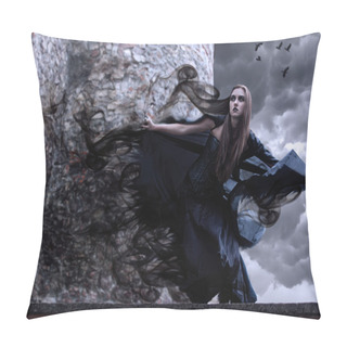 Personality  Portrait Of A Young Witch. Pillow Covers