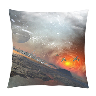 Personality  Alien Planet With Mystic Sky Pillow Covers
