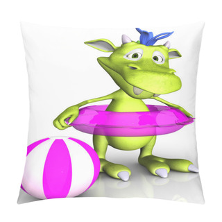 Personality  Cute Cartoon Monster Wearing Bathing Ring. Pillow Covers
