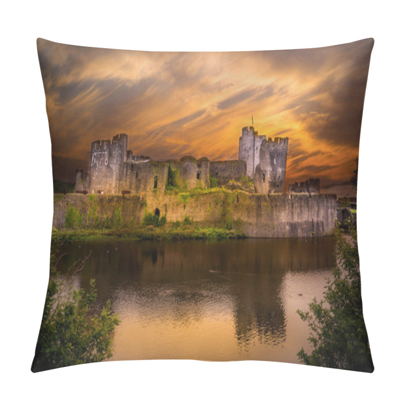 Personality  Caerphilly Castle - A Norman Castle Located In The City Of Caerphilly In South Wales. Pillow Covers