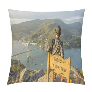 Personality  Young Man Enjoying The Views Of The Bridge In Sea Loch Pillow Covers